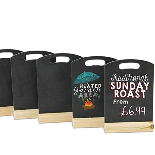 Chalkboards UK A6 Table Top Chalkboard (Pack of 5), Wood, Natural Plinth, 16.6 x 10.8 x 8.6 cm