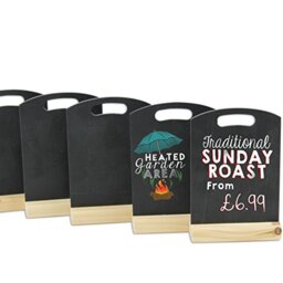 Chalkboards UK A6 Table Top Chalkboard (Pack of 5), Wood, Natural Plinth, 16.6 x 10.8 x 8.6 cm