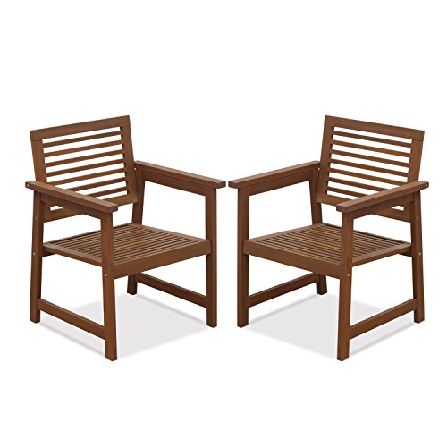 Furinno TIOMAN Patio Chair, Set of Two, Outdoor Lawn Chair, Armchair without Cushion, for Patio, Garden, Porch, Natural
