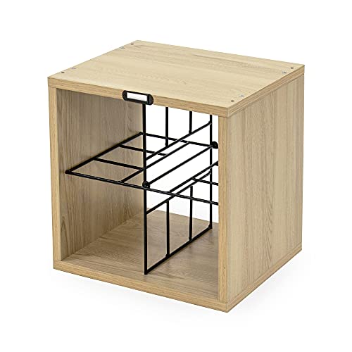 Compactor Wine Rack Cube, 36x30x36.5 cm, Holds 16 Bottles, Metal and Wood