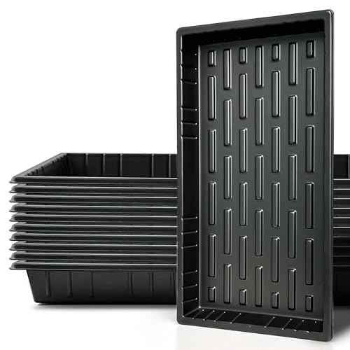 "RooTrimmer 1020 Nursery Trays, Heavy Duty Seed Starter Tray Super Sturdy Seedling Tray for 72/128 Cell Plug Trays Germination Transplantation (21""??11"", 10-Pack,1.6"" Deep, TD538)"
