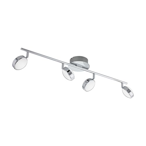 Eglo LED Ceiling lamp Salto, 4-Light Ceiling Spotlight, Ceiling Fixture Made of Metal and Plastic, Living Room lamp in Chrome, Warm White LED Hallway Light