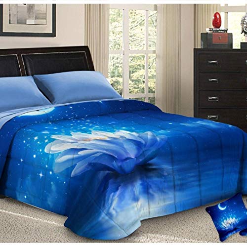 PETTI Artigiani Italiani Printed Winter Duvet 270 ?? 260 cm, Starry Night - Reversible Microfibre Quilt, 300 g/m??, Made in Italy