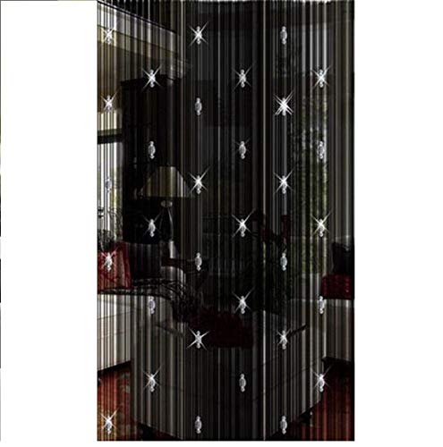 GREENWISH String Curtains Black Beads Curtains Doorway Tassel Curtain Thread Fringe Crystal Door String Curtain Beads Window Panel Room Divider Curtain for Doorway Home Decoration (3.28 X 6.56 ft)