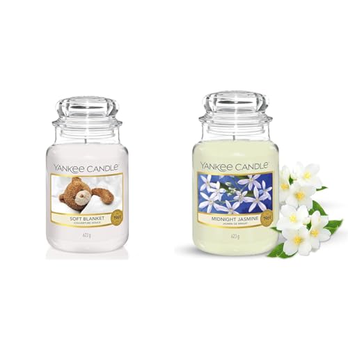 Yankee Candle Scented Candle - Soft Blanket Large Jar Candle - Long Burning Candles: up to 150 Hours & Scented Candle, Midnight Jasmine Large Jar Candle, Long Burning Candles