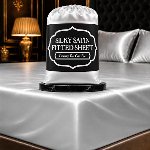 DECOLURE Satin Fitted Sheet Twin Size (1 PC) ??? Luxuriously Smooth & Softer Than Silk Bed Sheets w/ 15 Inch Deep Pocket Hypoallergenic Wrinkle Free, Secure Snug Fit, Elastic Corner Straps (Grey)