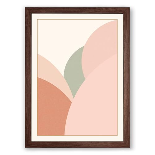 Soft Forms Ascending Minimalist Framed Wall Art Print A4 (29.7×21cm) Walnut, Wall Decor for Living Room, Bedroom, Office & Home, Ready to Hang, Art Gift