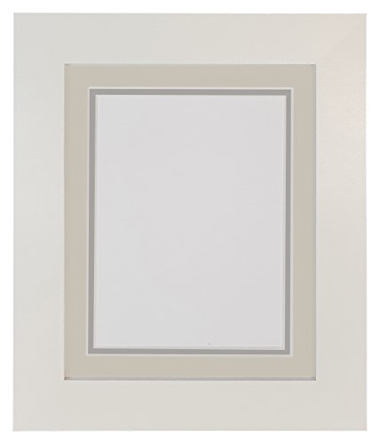 Metro White Photo Picture Poster Frame with Double Light Grey on Dark Grey Mount 9 x 7 for Image Size 6 x 4 inch