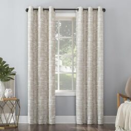 "Sun Zero Parrish Distressed Grid Thermal Extreme Total Blackout Grommet Curtain Panel, 40"" x 84"", Linen"