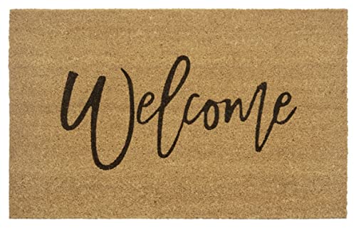 Hanse Home Coconut Doormat for Indoor Use 45 x 75 cm - Doormat Coconut Mat Dirt Trapper Mat Welcome Design, Non-Slip for Entrance Area & Covered Outdoor Area - Natural