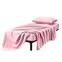 Kingnex RV Bunk Sheets Set for Narrow Twin Bed Soft Brushed 1800 Microfiber 3 Piece Bedding Set Includes 1 Cot Size Fitted Sheet 1 Flat Sheet 1 Pillowcase Cot Pink