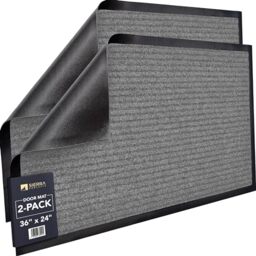 Sierra Concepts 2-Pack Front Door Mat - Large 36 x 24 Welcome Indoor Outdoor Entryway Mats for Shoe Scraper, Ideal for Inside Outside High Traffic Area, Gray