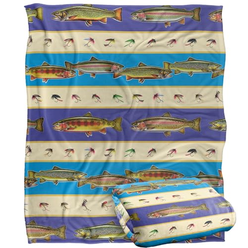 Jq Licensing Trout Fishing Lures Pattern Silky Touch Super Soft Throw Blanket 152 X 127 Cm