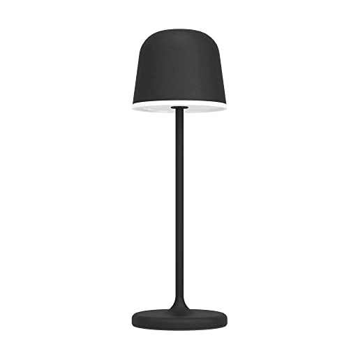 EGLO LED outdoor table lamp Mannera, touch dimmable side table light, wireless outside lighting, bedside lamp with USB port, black metal and white plastic, warm white, IP54