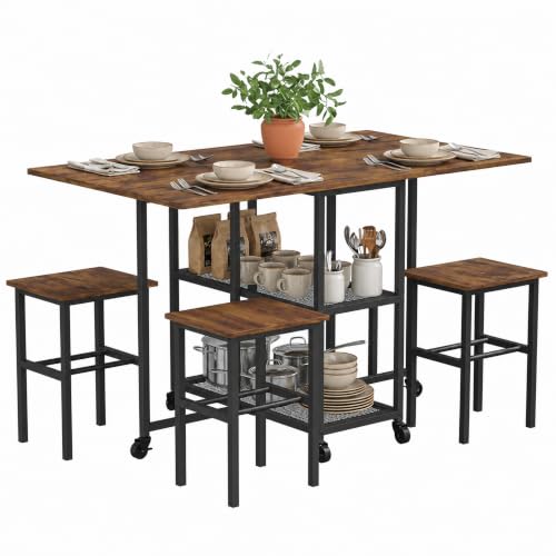 Mondeer Folding Space-Saving Dining Table and Chairs Set 4