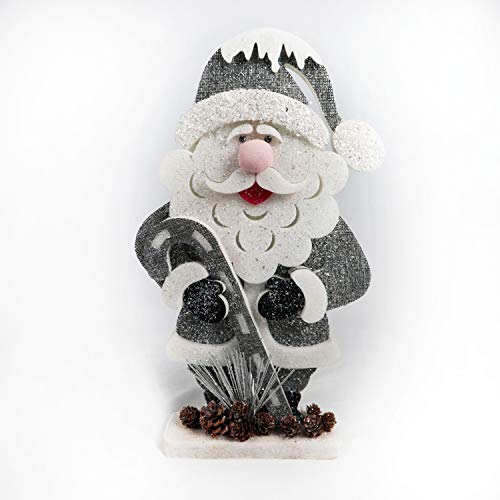 72cm Santa Christmas Tabletop Figures Window Wall Door Holiday Home Xmas Glitter Foam Showpiece Decorations, Grey