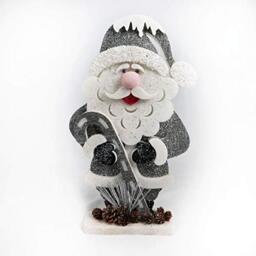 72cm Santa Christmas Tabletop Figures Window Wall Door Holiday Home Xmas Glitter Foam Showpiece Decorations, Grey