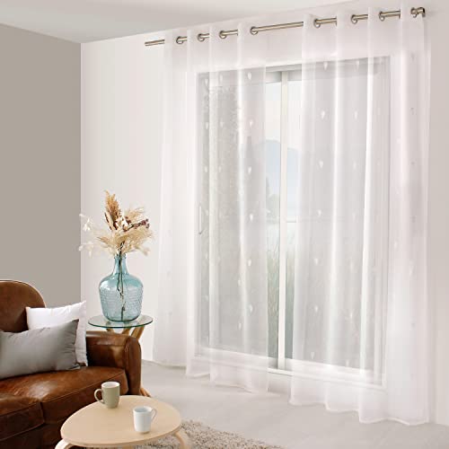 ED Enjoy Home - Curtain - Polyester - 140 x 240 cm - White - Telline Collection - Ready to Hang - Washable at 30 °C - For All Rooms - Bedding - Curtains