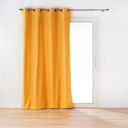 Douceur d'Intérieur, Curtain with eyelets (135 x 260 cm) Twily Yellow, Cotton/Recycled Polyester