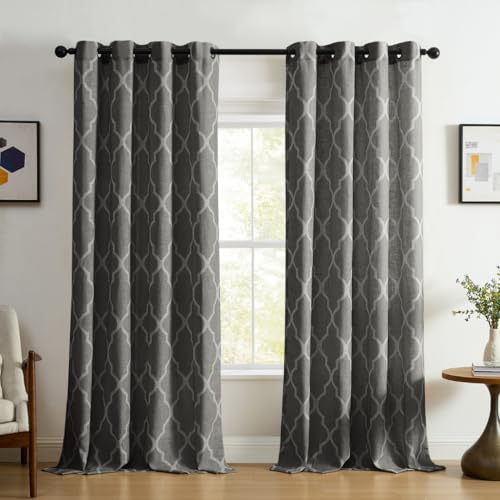 "Elrene Home Fashions 26865853575 Grommet Top Linen Look Single Panel Window Curtain Drape, 52"" x 95"", Dark Gray, 52""x95"""