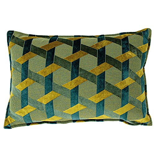 Paoletti Delano Cushion Cover, Teal/Gold, 40 x 60 cm