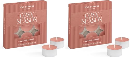 Wax Lyrical Autumn Rose Tealights - Elegant & Romantic Fragrance - Floral & Exotic Oud Notes - Box of 9 Tealight Candles (Pack of 2)