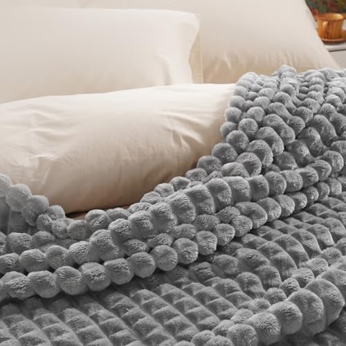 "PHF Luxury Soft Fleece Blanket Twin Size, No Shed No Pilling, 380GSM Fluffy Cozy Throw Blankets for Bed, 66""x90"", Lightweight Warm Bedding for Home Decor, for Women, Sharkskin"