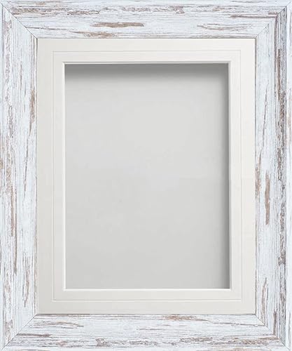 Frame Company Lynton Driftwood Photo Frame with White V-Groove Mount, 9x7 for 6x4 inch, fitted with perspex