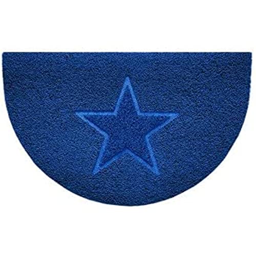 Nicoman Embossed Halfmoon Half Circle Door Mat Dirt-Trapper Jet-Washable Doormat 70x44cm (Blue, STAR Shape) - Use on Carpet ONLY