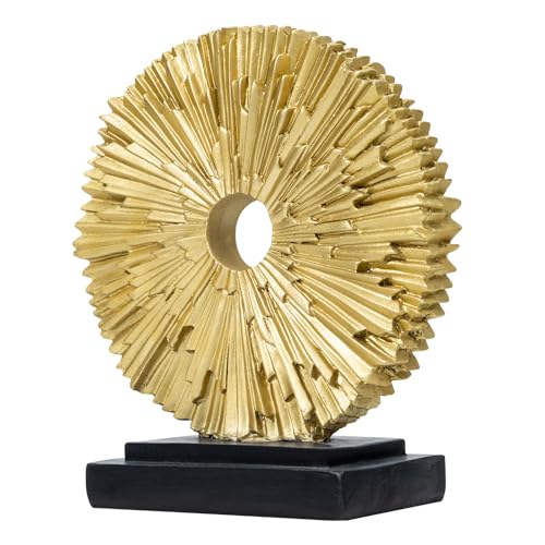 Paytonture Abstract Statue for Home Decor,Office Desk Sculpture for Men,Creative Round Line Ornament for Bookshelf,Modern Decorative Sculpture,Bedroom,Livngroom,Table(Gold)