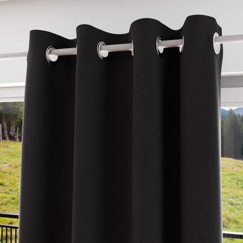Soleil d'ocre Eclipse Blackout Curtain, Polyester, Black, 140 x 180 cm
