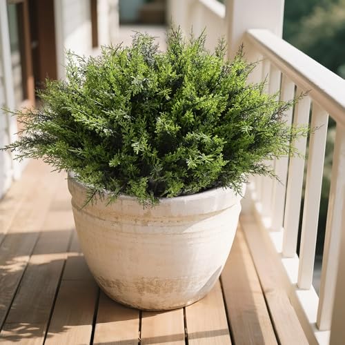 Waipfaru 24 Bundles Cedar Artificial Plants Outdoor??? UV Resistant Artificial Plants???Fake Plants for Outdoor Christmas Porch Decor Lifelike Fake Bushes Plants for Home Farmhouse Yard Decorations