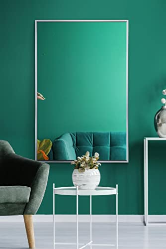 "MirrorOutlet The Artus - Silver Modern Aluminium Edged Wall Mirror 35"" X 24"" (90CM X 60CM) Silver Mirror Glass"