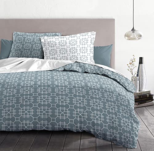 Home Linge Passion Duvet Cover - 3 Piece - 100% Cotton - 57 Thread Count - Double - 240 x 260 cm - Milonga, Blue