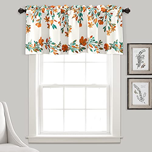 "Lush Decor Tanisha Room Darkening Window Curtain Valance, 18"" L x 52"" W, Tangerine & Turquoise"