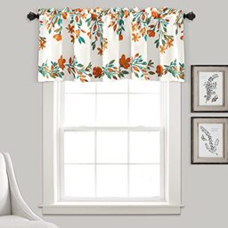 "Lush Decor Tanisha Room Darkening Window Curtain Valance, 18"" L x 52"" W, Tangerine & Turquoise"