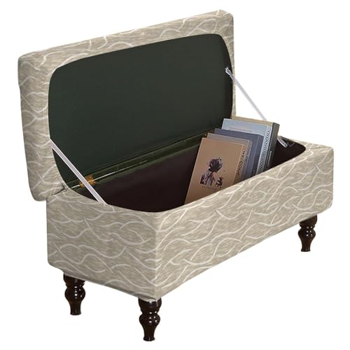 Storage Ottoman Cover Rectangle Ottoman Slipcover Fold Storage Bench Cover - Storage Bench Cover Ottoman Cover Footrest Stool Covers Footstool Protector with Elastic Bottom,Removable Washable,Small