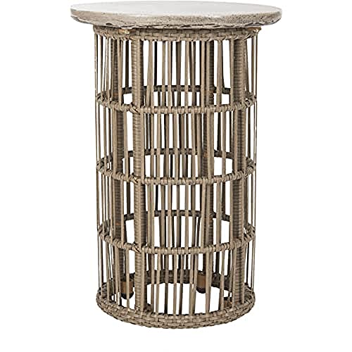 SAFAVIEH Modern Concrete Outdoor Accent Table, in Dark Grey