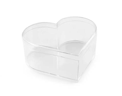 cyclingcolors Plastic Container Clear Heart Shape Container Bottle Glitter Box Earring Ring Small Plastic Storage Box with Lid 9.5 x 11 x 4.5 cm