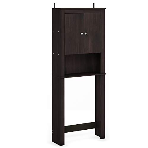 Furinno INDO Over The Toilet Storage with Double Doors, Bathroom Storage Cabinet, Bathroom Shelf, Space Saving Over The Toilet Organizer, White
