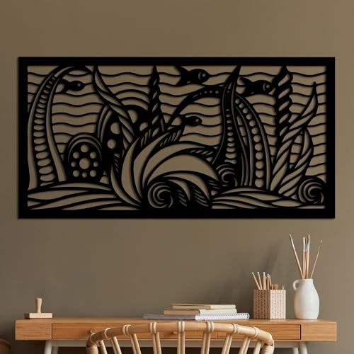 Stylish Black Decorative Metal Wall Accessory, 85 x 40 cm, 100% Metal, 1.5 mm Thickness, Perfect for Modern Home Decor & Office Spaces