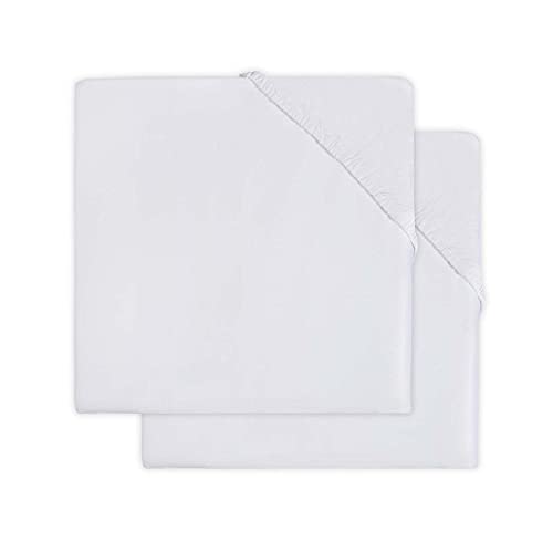 Jollein Molton Bed Fitted Sheet 2-Piece Set, 120 cm Length x 60 cm Width, White