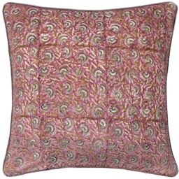 Paoletti Chedworth Cushion Cover – Luxury Floral Cotton Velvet Piped Decorative Case (Rose/Violet – 50x50cm)