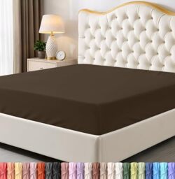 Utopia Bedding King Fitted Sheet - Bottom Sheet - Deep Pocket - Soft Microfiber -Shrinkage and Fade Resistant-Easy Care -1 Fitted Sheet Only (Brown)
