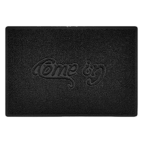 Nicoman COME-IN Embossed Shape Door Mat Dirt-Trapper Washable Barrier Doormat-(Use Indoor or Sheltered Outdoor)-(90x60cm/3x2ft,Large) Black