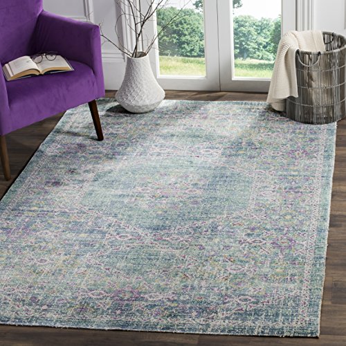 Safavieh Boho Chic Indoor Woven Rectangle Area Rug, Windsor Collection, WDS311, in Spa Blue / Multi, 91 X 152 cm for Living Room, Bedroom or Any Indoor Space