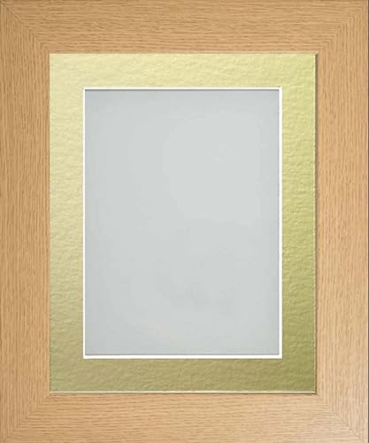 Frame Company Watson Beech Picture Photo Frame fitted with Perspex, 10x8 inch with Gold Mount for image size 8x6 inch
