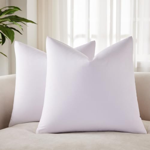 White 18x18 Throw Pillow Covers Decorative Velvet Cushion Covers Set of 2 - for Couch Bed Sofa Chair Living Room Bedroom,Luxury Modern Home Decor,Invisible Zipper,Cozy Soft Square Cushion Covers