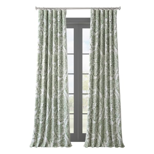 HPD Half Price Drapes Printed Room Darkening Curtain 50 X 96 (1 Panel), BOCH-KC16072B-96, Tea Time Green
