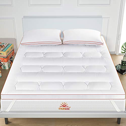 Maxzzz Mattress Topper 140 x 200 cm Breathable Microfibre Mattress Topper High Density 1200 g/m² Comfort Thickness 5 cm